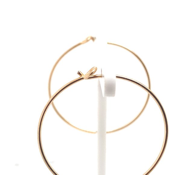 14K Yellow Gold 1.25" Thin Hoop Earrings - Picture 3 of 3